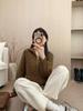 Women's Thickened Wool Sweater Coat with High Collar and Double-Headed Zipper
