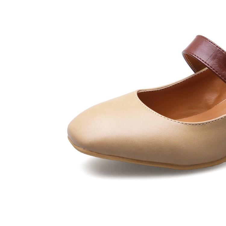 Women's High-heeled Single Shoes Spring and Summer New Thick Heel Large Size Light Mouth Low-top Shoes Simple Four-season Shoes