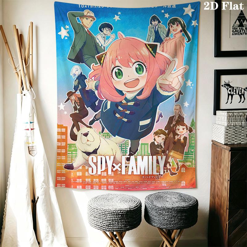 Spy X Family Teamwork Action Tapestry Fashion Print Wallmounted Background Cloth Wall Covering Decoration Soft