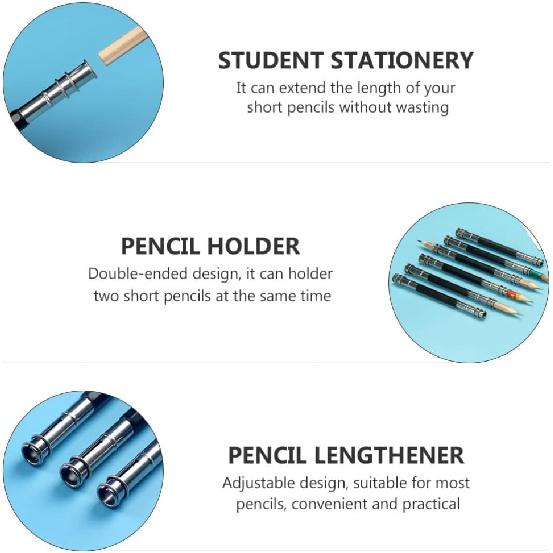 13Pcs Adjustable Dual Head Pencil Extender Holder Pencil Lengthener Pencil Saver Friendly for Art Craft Hobby Office Makeup Pencil Eyeliner Color