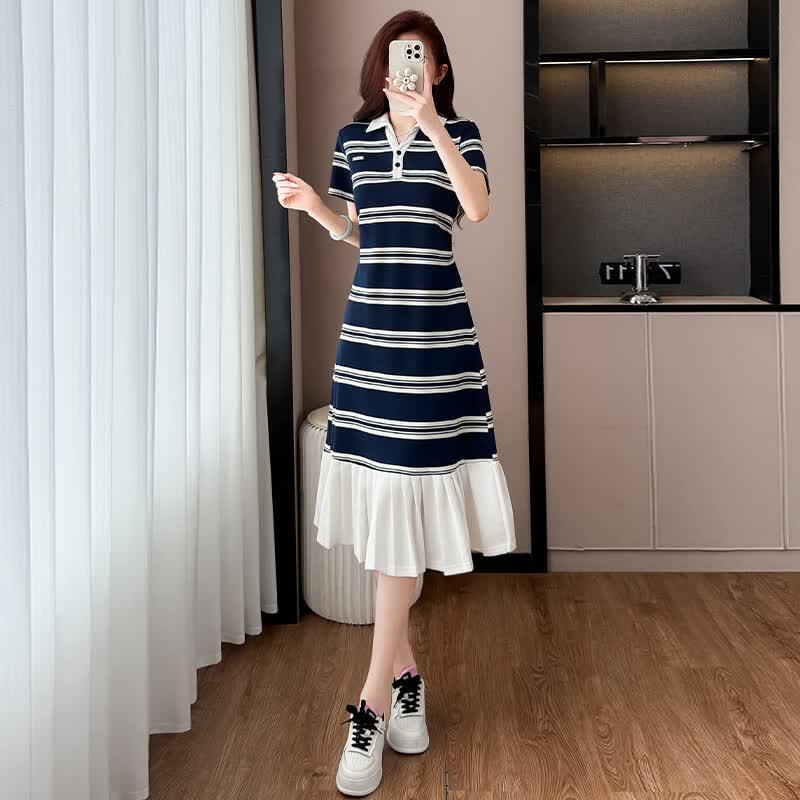 La Chapelle 2026 Summer Striped Slimming Elegant Dress