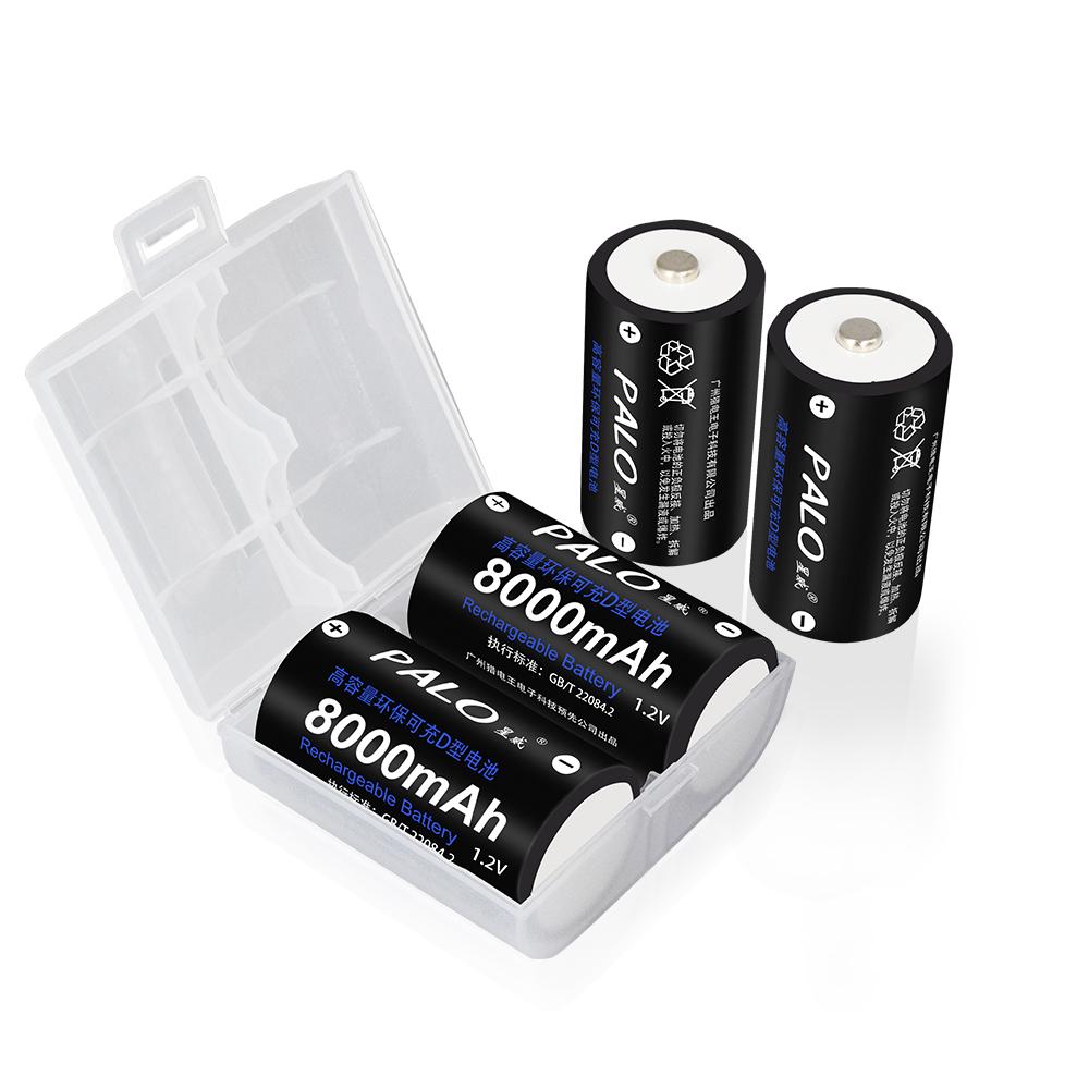 PALO 1.2V Ni-mh D Size Rechargeable Battery Type D R20 8000mAh Low Self-discharge Rechargeable Battery