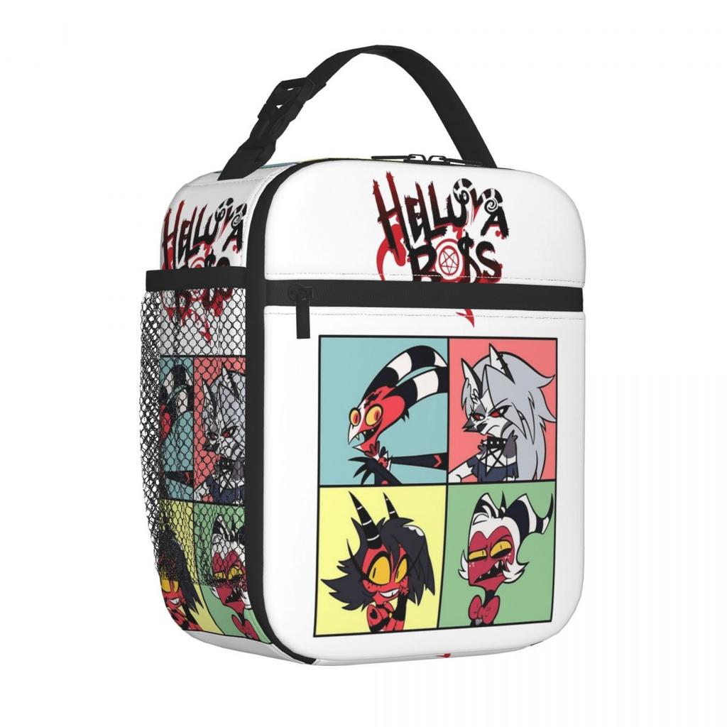 Helluva Boss Cartoon Insulated Lunch Bag Loona Millie Blitzo Food Container Bags Reusable Thermal Cooler Lunch Boxes For Travel