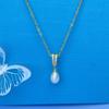 HENGSHENG 6-7mm Rice Shape Freshwater Pearl Pendant Necklaces Jewelry Gift Shine Zircon 45cm Chain Necklaces for Women Girls