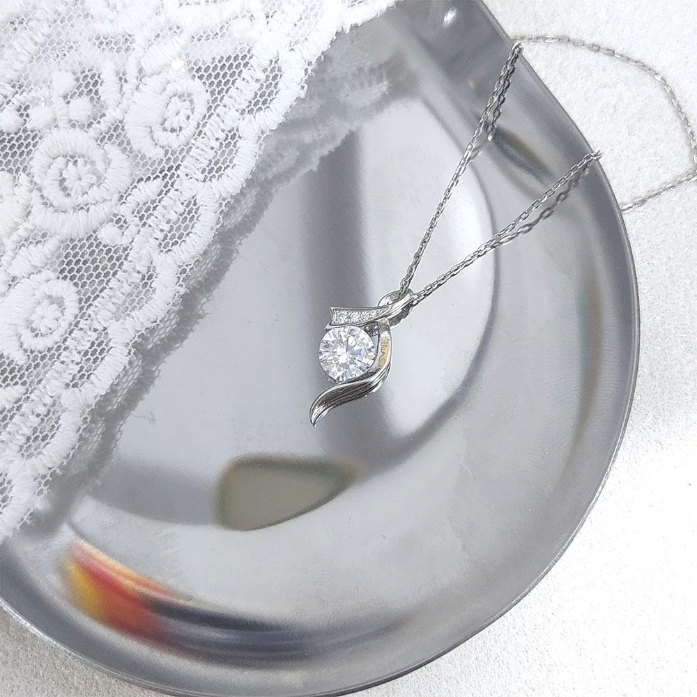 925 Sterling Silber Zirkonia Anhänger Halskette – Elegantes 1 Karat Design für Damen, Auf Lager.