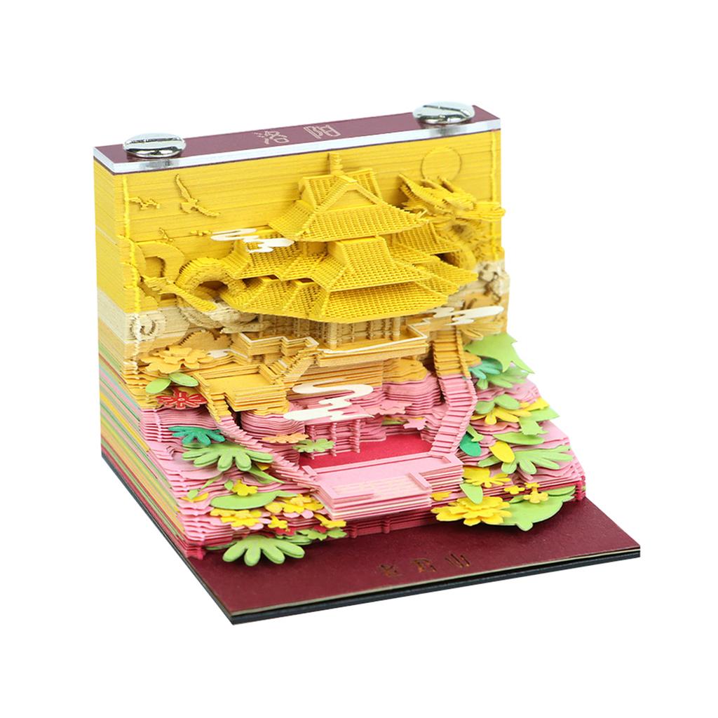 Handmade 3D Paper Architecture Memo Pad Creative Miniature Desk Ornament Sticky Notes Block