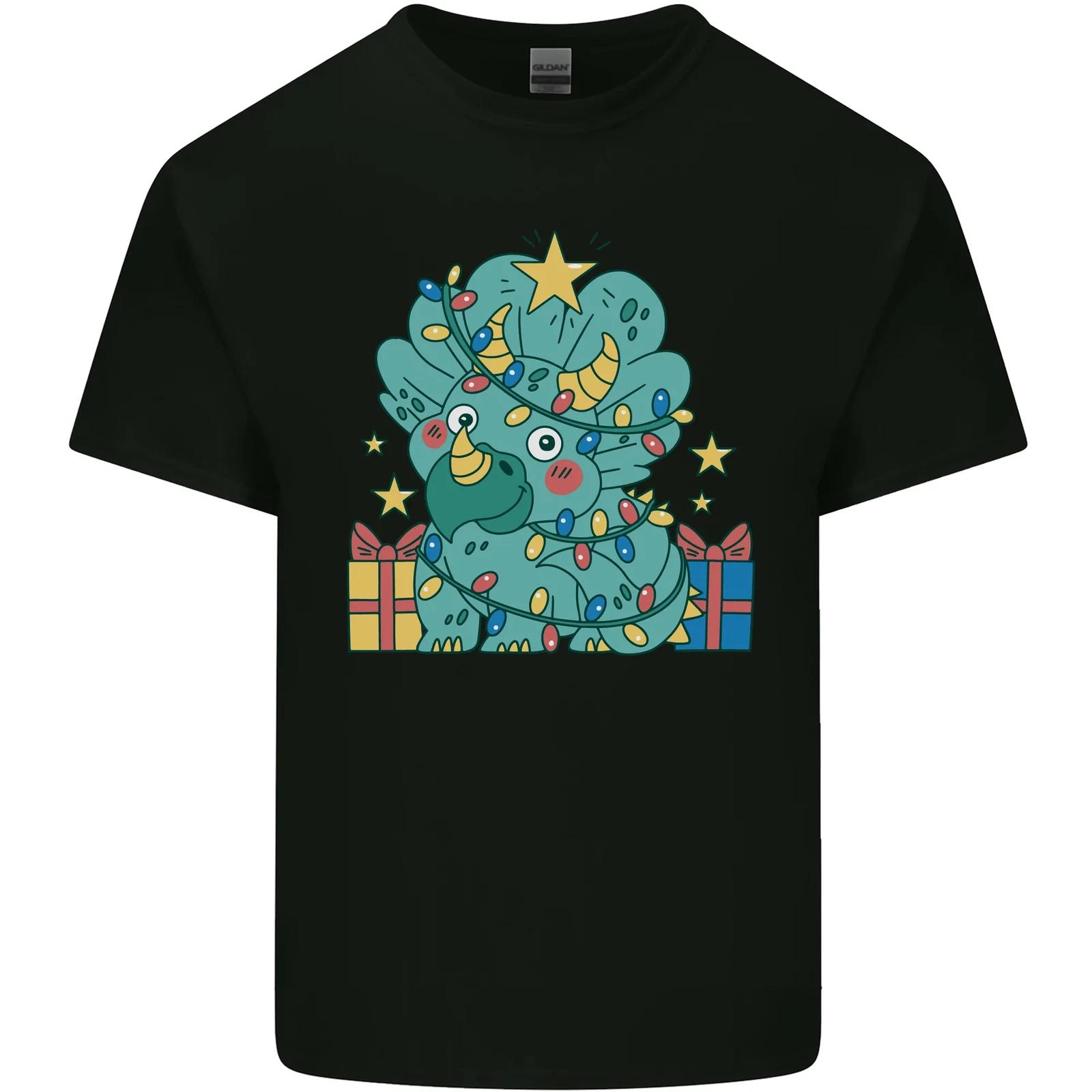 Dinosaur Triceratops Funny Christmas Tree Kids T-Shirt Childrens 2XL