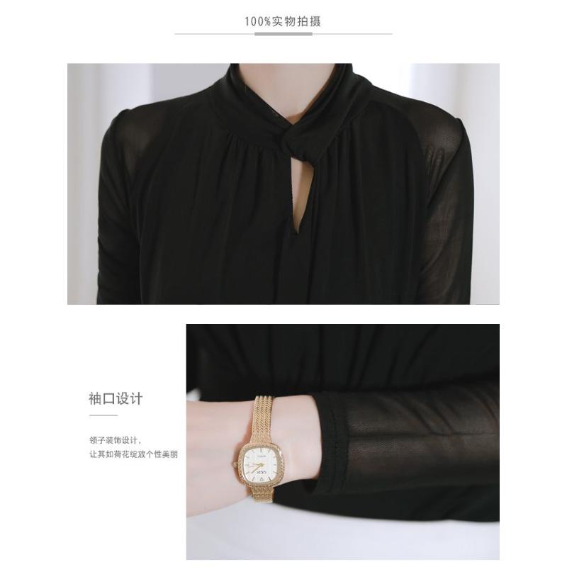 Autumn and Winter Mesh Long-sleeved Tops for Women New Inner Slim-fitting Bottoming Temperament Western T-shirt