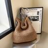 Large capacity woven bag women's versatile new casual shoulder straw bag seaside vacation beach bag