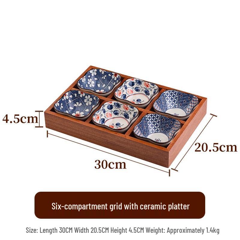 Japanese Style Ebony Wood Divided Serving Tray