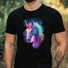 Men's T-Shirt Holographic Unicorn Motif Cotton Size XS To 5XL