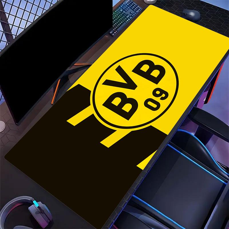 Podkładka pod mysz Borussia Dortmund, Duża mata na biurko do gier, Antypoślizgowa podkładka pod mysz XXL na laptopa i tablet, Mata do gry na mini PC ze zszywanymi krawędziami