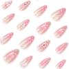 Cross-Border Blush Almond Shape Short Wearable 3D Flower Nail Art Tips
