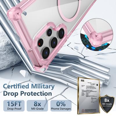 For Samsung Galaxy S22 Ultra 5G Magnetic Case TPU+PC Clear Phone Cover