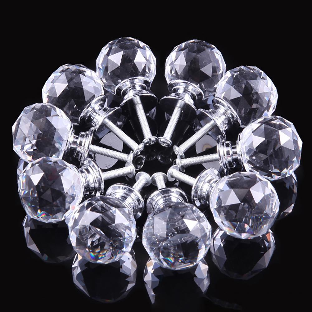 20/30/40mm Crystal Glass Kitchen Cabinet Cupboard Drawer Knob Wardrobe Handle