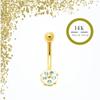 14K Gold Jeweled Tiny Flower Banana Bar Navel Ring - Quality Heart