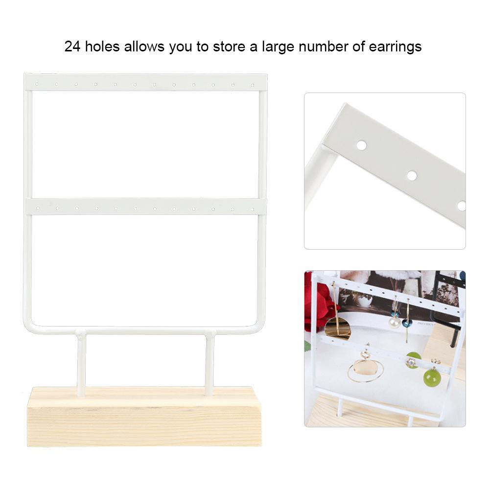 24 Holes Elegant Metal Jewelry Storage Rack Earrings Necklace Display Stand   for Home