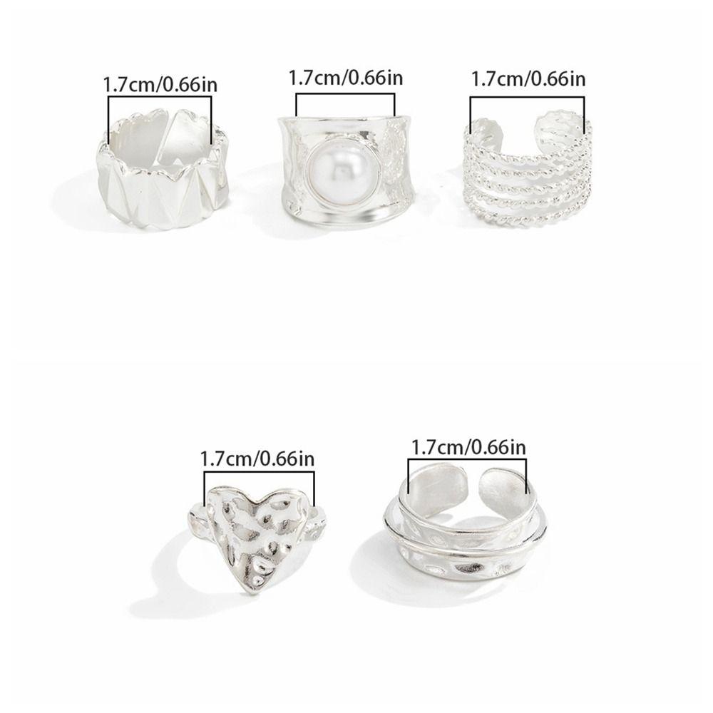 Exaggerated Wide Ring Set Heart Shaped Women Jewelry Fashion Joint Rings  Ladies