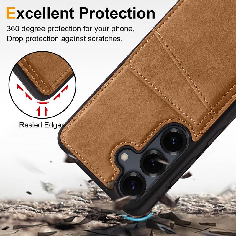 Luxury Back Leather Card Slots Stand Cover Case For Samsung S26 Ultra S25 Edge S24 S23 S22 Plus S21 FE A15 A16 A17 A34 A35 A36 A37 A54 A55 A56 A57 5G