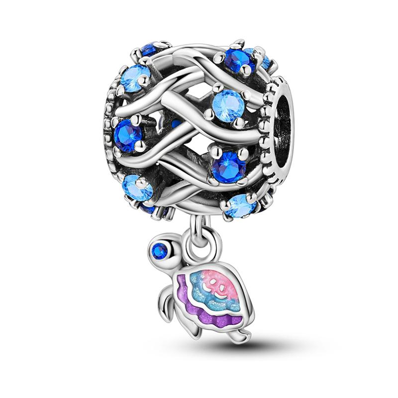 Copper Jellyfish Dolphin Turtle Starfish Shell Luminous Ocean Series Charms Beads Fit 3Mm Original Bracelets Diy Jewelry