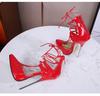 Cross Tied 16cm Heels Roman Women Shoes Fashion Thin with Sandals Big Size Shoes 47 Evening Model Nightclub WZ