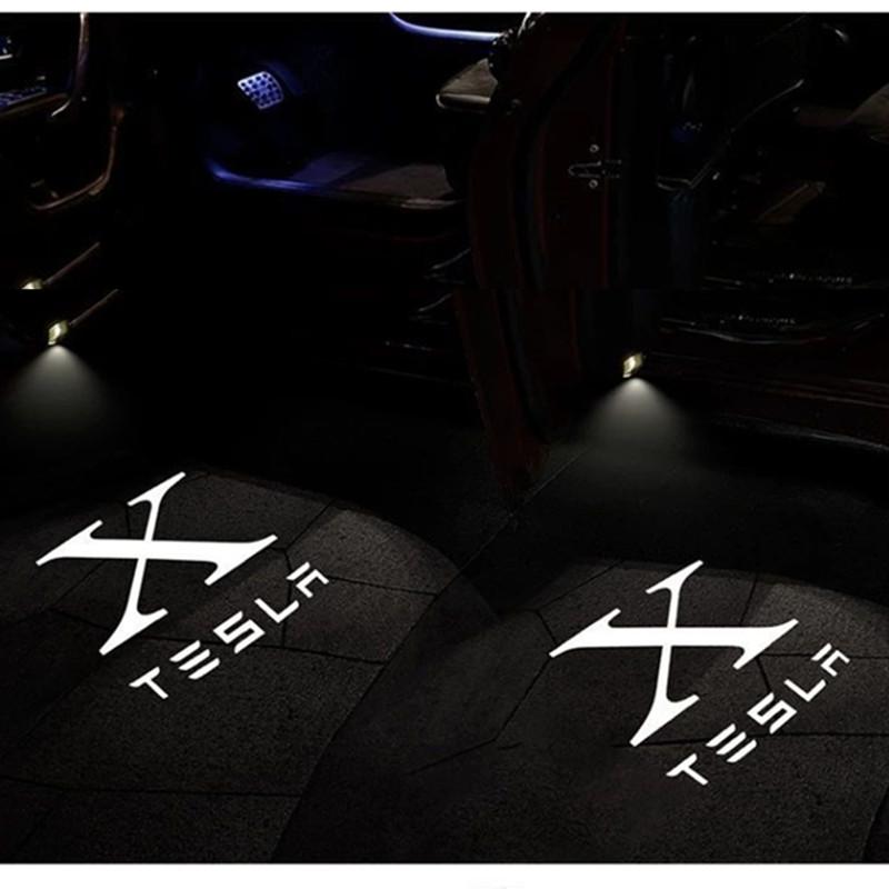 2PCS Car Door HD LED Lamp Projector Courtesy Welcome Light For Tesla Model 3 S X highland Model Y 2025