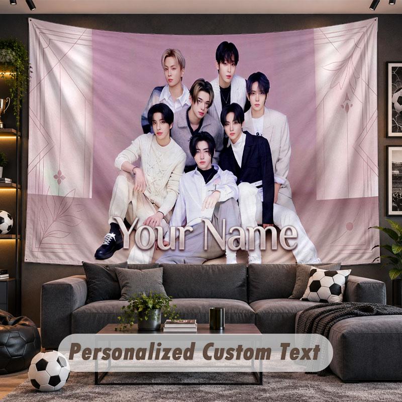 Wall Hanging Tapestry Custom NameENHYPEN Pattern Personalized Printed Fabric Wall Decor