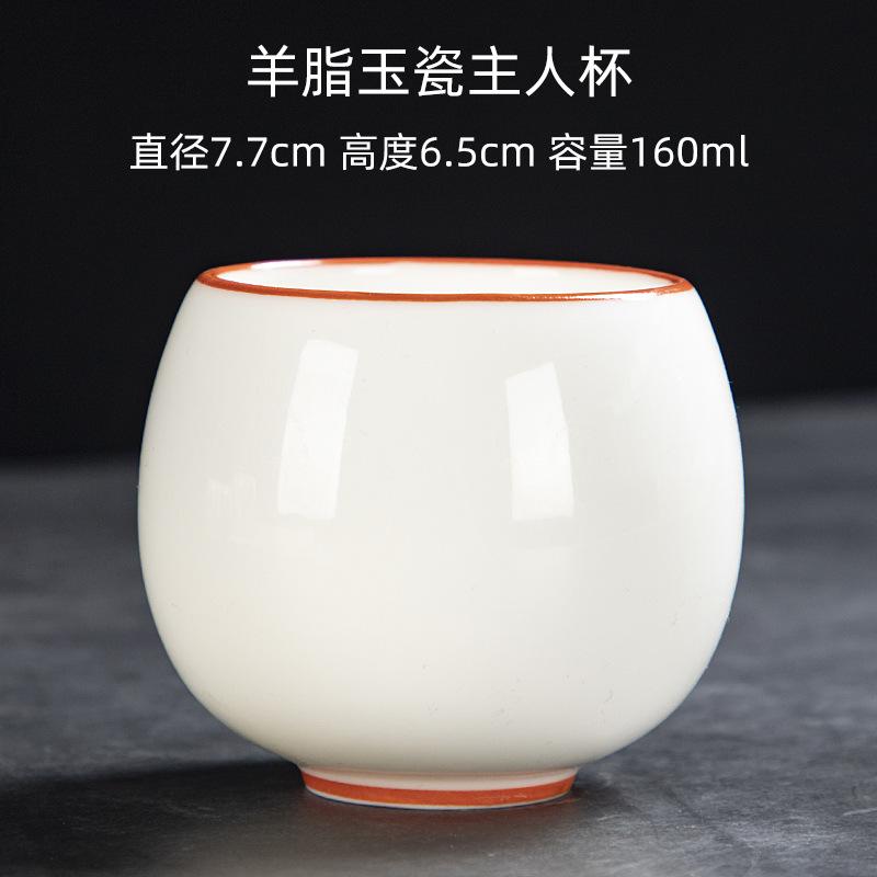 Yangzhi Jade Porcelain Shadow Green Small Tea Canister Hand-painted Landscape Non-spill Cup Kung Fu Tea Set Tea Cup