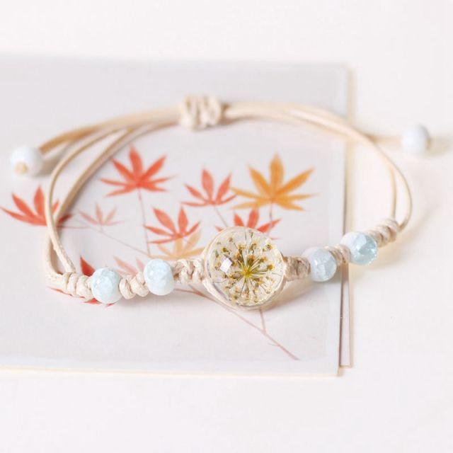 

Korean Style Jewelry New Arrival Ladies Flower In Glass Purple Rope Wrist Bracelet For Women Bracelets Girls Giveaway GiftsFlower Bracelets