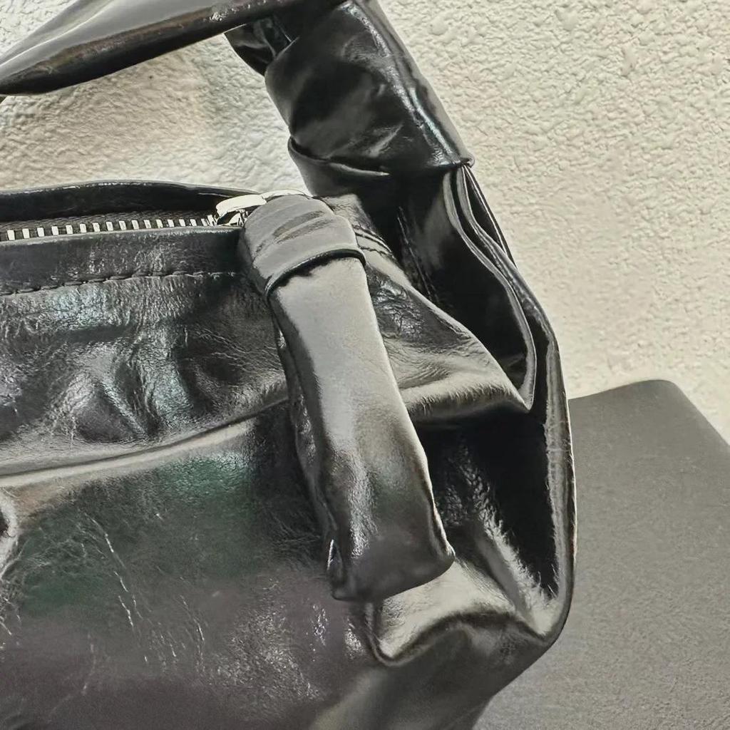 French Designer Croissant-Shaped Genuine Leather Messenger Bag for Women