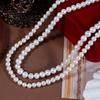 Double-Layer Necklace Natural White Freshwater Pearl Nearly Circular Clavicle Chain S925 Solid Sterling Silver Inlaid Zircon