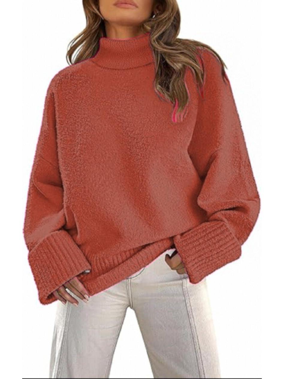 

2024 Лидер продаж европейских и американских женщин осень/зима плюшевый свитер с высоким воротником пуловер XL оранжевый