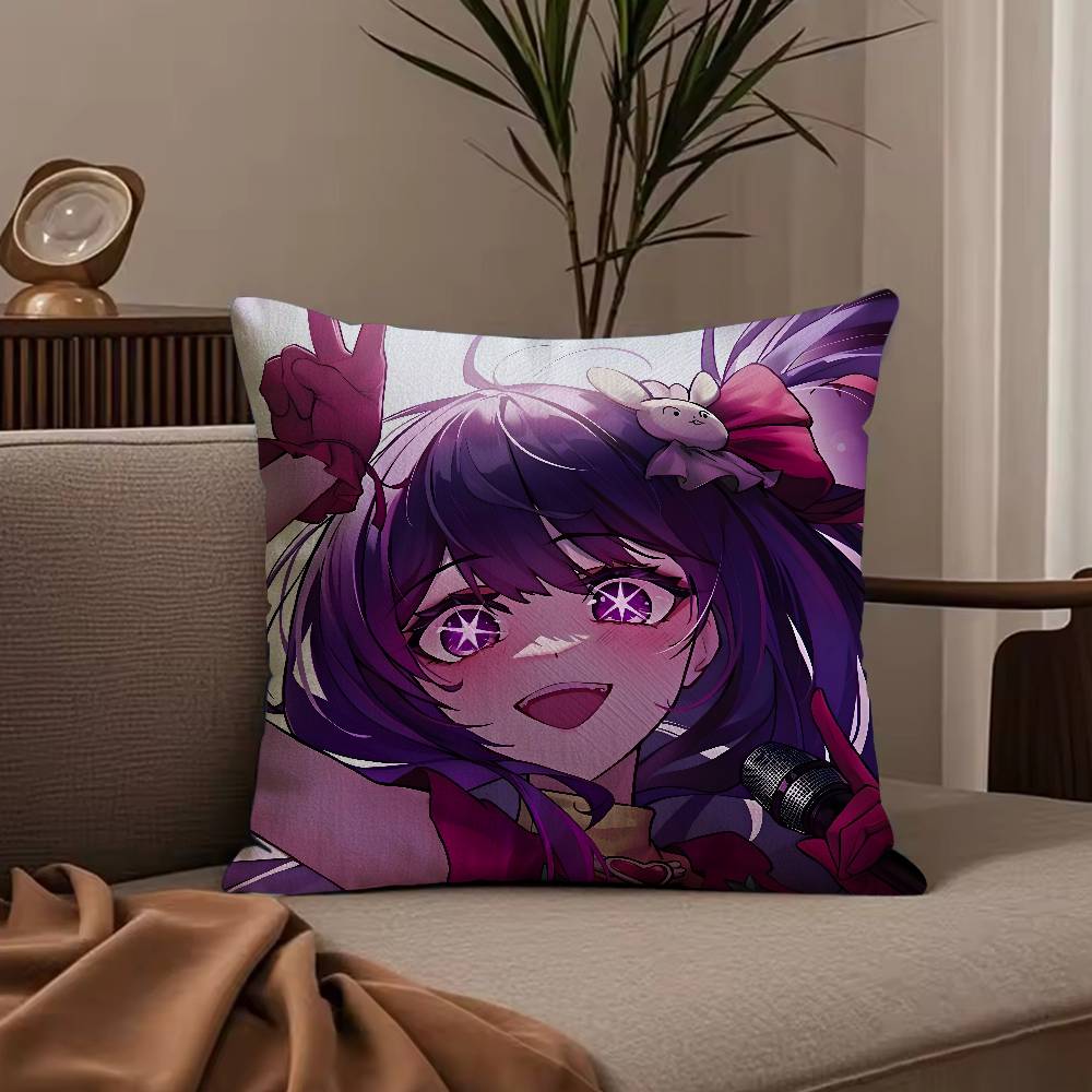 Hot Anime Oshi no Ko Hoshino Ai Pillow Case Anti-dustmite Pillowcase Invisible zipper silky short plush Sofa cushion cover