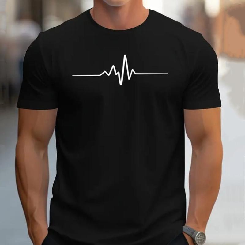 

Свободная летняя мужская креативная футболка с графическим принтом, облегающая, повседневная, спортивная, с круглым вырезом и короткими рукавами, летняя модная футболка с коротким рукавом M чёрный