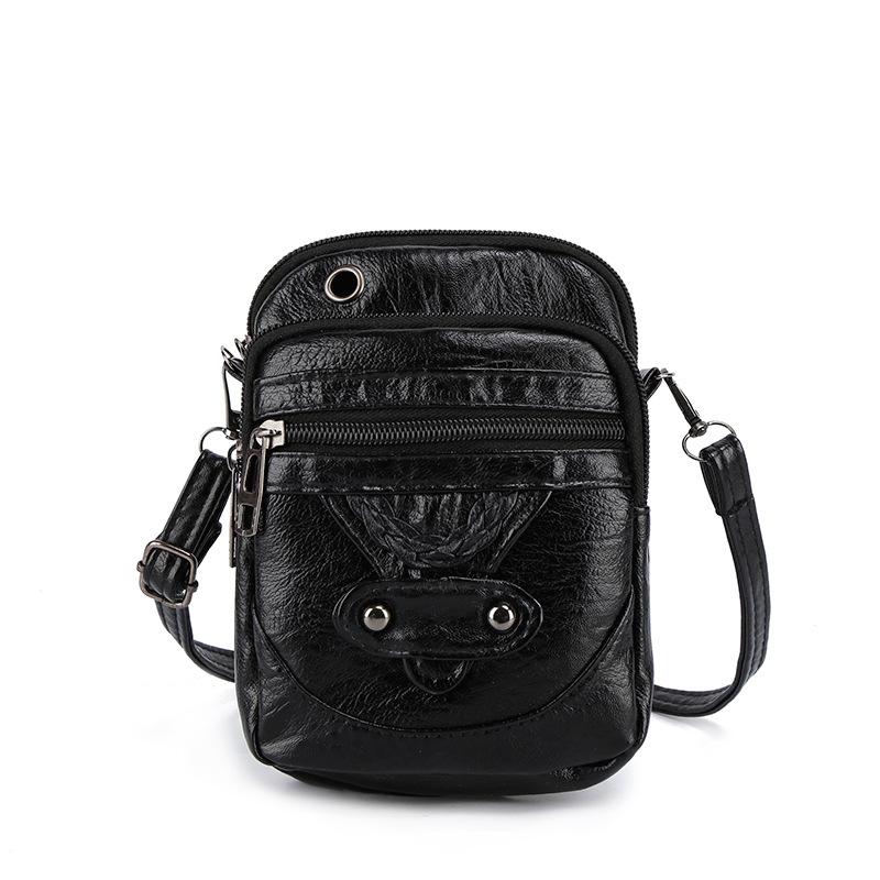Винтажная сумка-кроссбоди для телефона из ПУ-кожи для женщин, Маленькая наплечная сумка-кошелек с множеством карманов, Модная женская сумка-кошелек чёрный