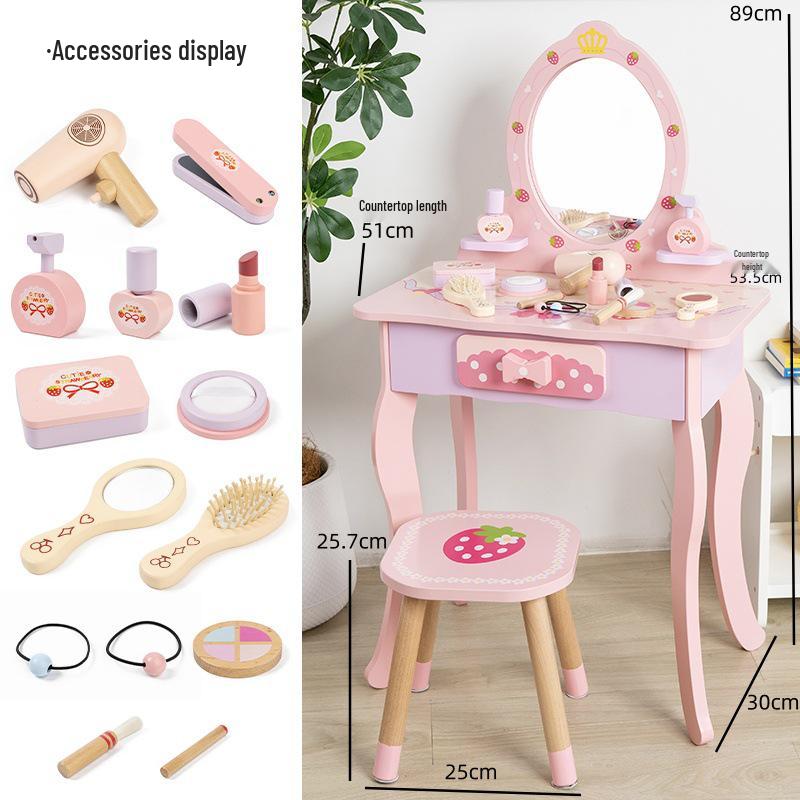 Children’s Wooden Princess Vanity Set with Jewelry Box