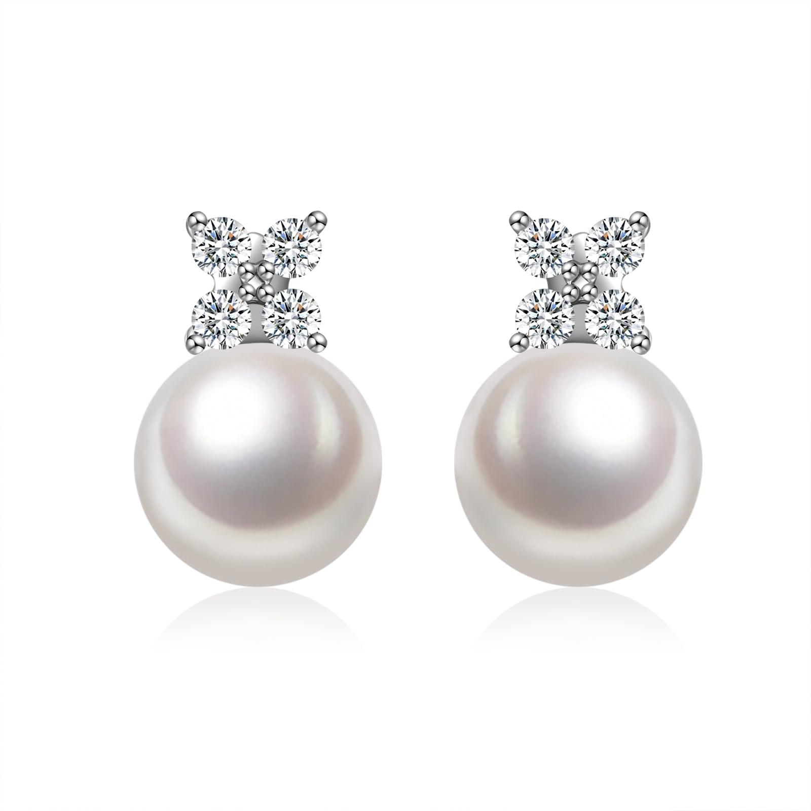 

PHNIBIRD Pearl Earrings for Silver Pearl June Coming of Age June Accessories Women, Hypoallergenic, Four-Leaf Clover, Lucky Charm , 925, Earrings,
