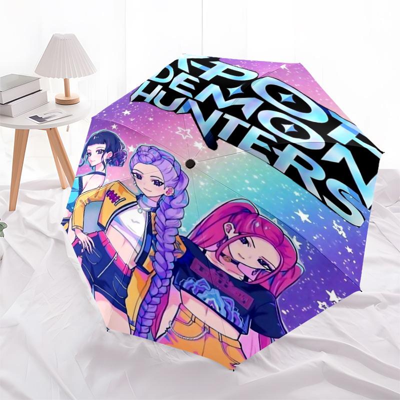 1pz KPop Demon Hunters Apertura/Chiusura Automatica, Telaio Resistente a 8 Stecche, Ombrello Compatto da Viaggio per Uomo e Donna S1222062