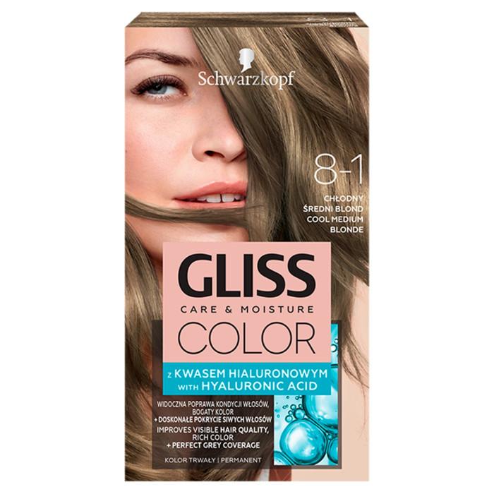 Schwarzkopf Gliss Hyaluronic-Infused Medium Blonde Hair Color, 100ml - Shade 8-1
