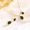 Green & Black Agate Double Pendant Necklace - Elegant 2026 Design, Colorfast Summer Clavicle Chain for Women