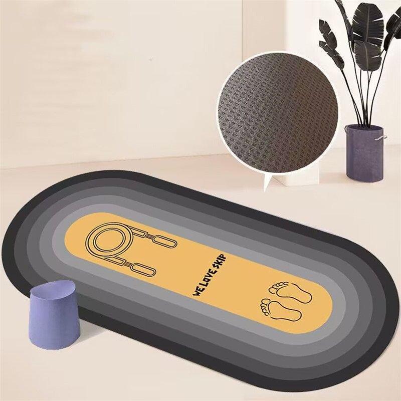 Rainbow Oval Non-Slip Yoga Mat: Sound Insulation & Shock Absorption for Gym, Sports, and Jump Rope 40x60 cm чёрный