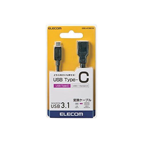 Elecom USB Cable Type C Conversion Cable (USB A To USB C) USB3.1 (Gen1) Compliant 3A Output Max 5Gbps Black USB3-AFCM01BK