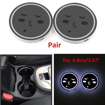 1Pair 2.67" ABS Creative Car Cup Mat With Decorative RGB LED Waterproof