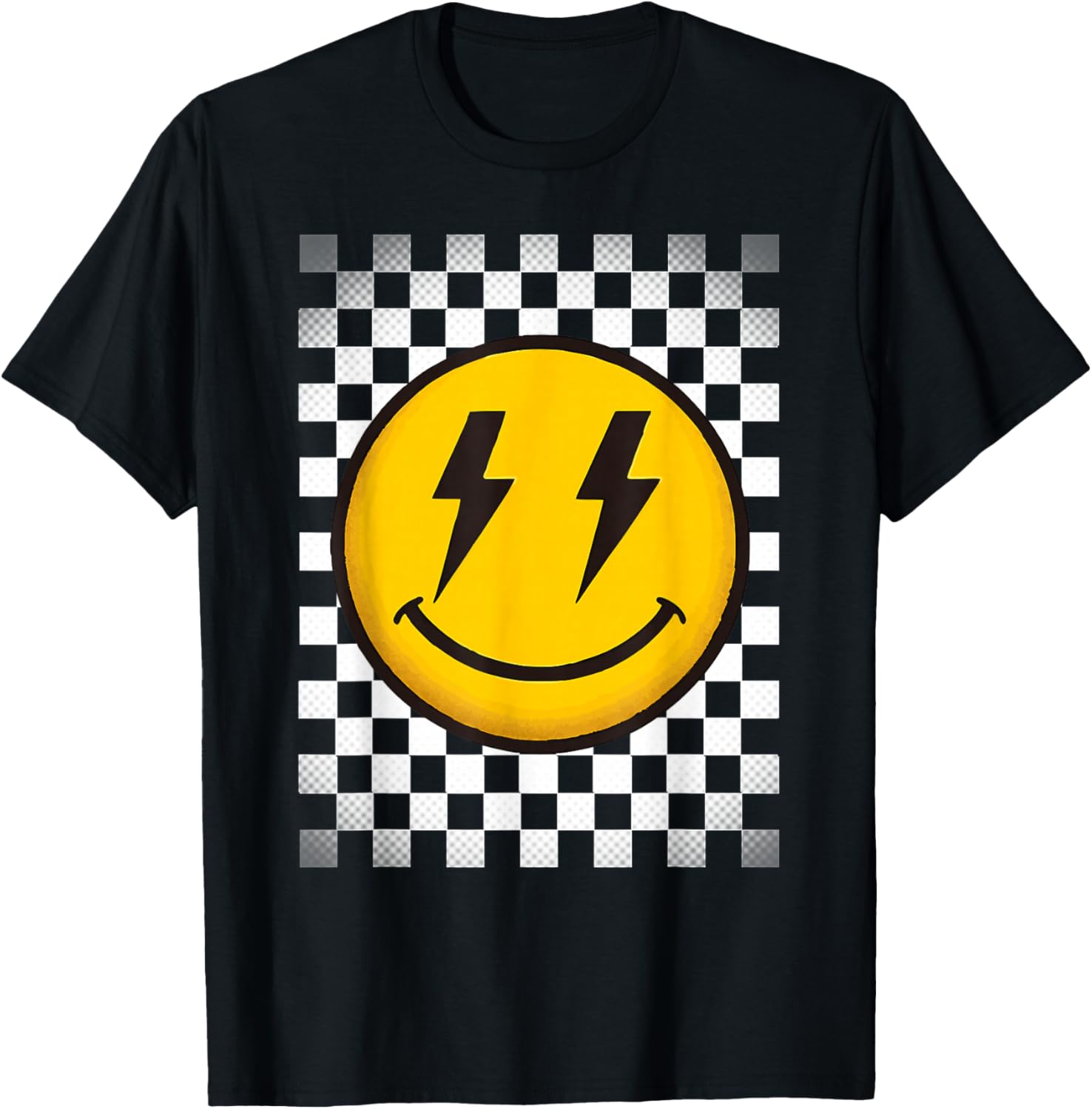 Happy Face Smile Vintage Retro Checkerboard T-Shirt S разноцветный