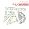 4pcs Math Geometry Tools Ruler Set Melon Dog Straight Ruler Portable Triangle Rulers  School Office
