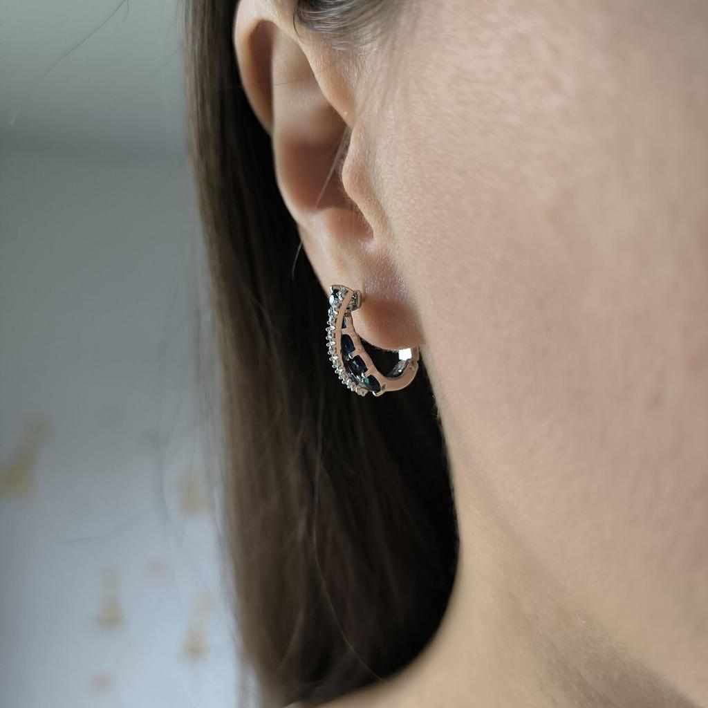 Silberne Ohrringe mit Saphir nano 1,12 ct (2189046)