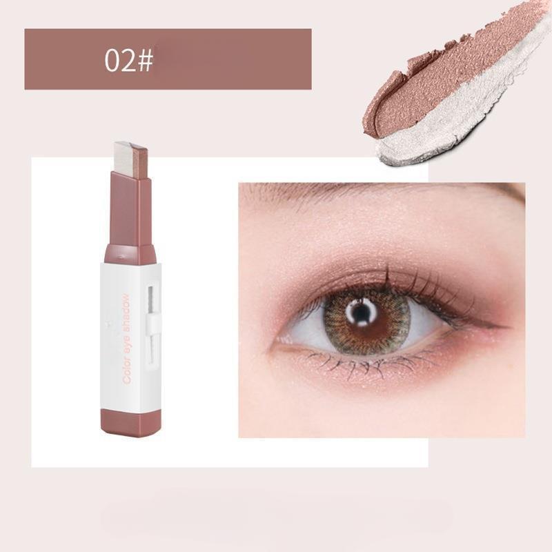 New 2 In 1 Velvet Eye Shadow Stick Lazy Eyes Make Up Double Gradient Professional Waterproof Shimmer Metallic Eyeshadow Women