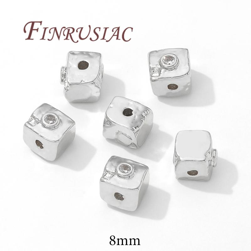 8mm Čtvercové Distanční Korálky Náramky Pozlacené 18K Zlatem, Oddělovač Korálků, Šperky pro Náhrdelníky