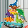 1 Set Dinosaur Building Block Stacking Game Kids Educational Wooden Cartoon Dino Brick Stacking Balance Tower Toy Toddlers Boys Girls Gift