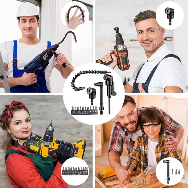 1 Set Flexible Drill Extender Universal Sleeve In Multiple Sizes 105 Degree  Right Angle Drill Extender Flexible Drill Extension Kit